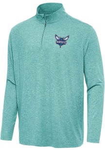 Antigua Charlotte Hornets Mens Teal Hunk Long Sleeve Qtr Zip Pullover