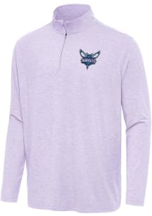 Antigua Charlotte Hornets Mens Lavender Hunk Long Sleeve Qtr Zip Pullover