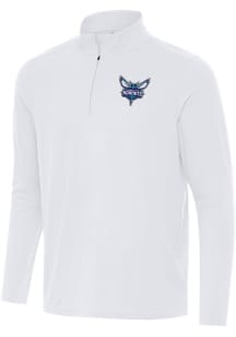 Antigua Charlotte Hornets Mens White Intent Long Sleeve Qtr Zip Pullover
