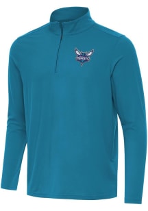 Antigua Charlotte Hornets Mens Teal Intent Long Sleeve Qtr Zip Pullover