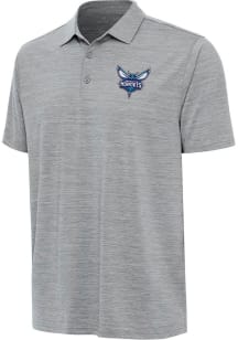 Antigua Charlotte Hornets Mens Grey Layout Short Sleeve Polo