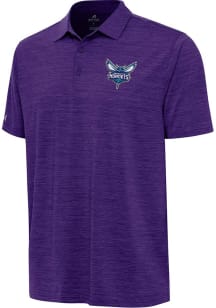 Antigua Charlotte Hornets Mens Purple Layout Short Sleeve Polo