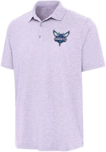 Antigua Charlotte Hornets Mens Lavender Par 3 Short Sleeve Polo