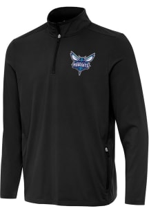 Antigua Charlotte Hornets Mens Black Perilous Long Sleeve Qtr Zip Pullover