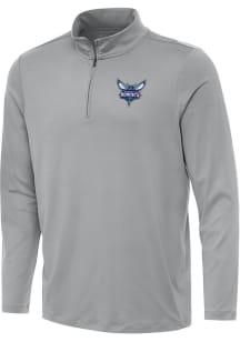 Antigua Charlotte Hornets Mens Grey Reprocess Recycled Long Sleeve Qtr Zip Pullover