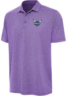 Antigua Charlotte Hornets Mens Purple Scheme Short Sleeve Polo