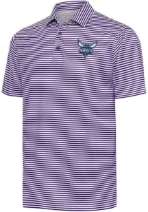 Antigua Charlotte Hornets Mens Purple Skills Short Sleeve Polo