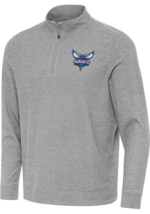 Antigua Charlotte Hornets Mens Grey Subtle Long Sleeve Qtr Zip Pullover