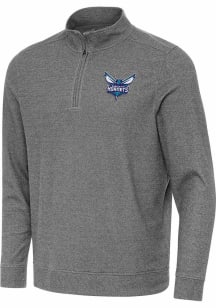 Antigua Charlotte Hornets Mens Black Subtle Long Sleeve Qtr Zip Pullover