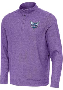 Antigua Charlotte Hornets Mens Purple Subtle Long Sleeve Qtr Zip Pullover