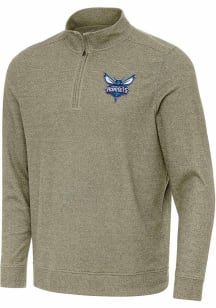 Antigua Charlotte Hornets Mens Olive Subtle Long Sleeve Qtr Zip Pullover