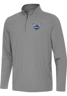 Antigua Charlotte Hornets Mens Black Twine Long Sleeve Qtr Zip Pullover