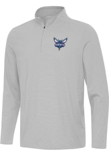 Antigua Charlotte Hornets Mens Grey Twine Long Sleeve Qtr Zip Pullover