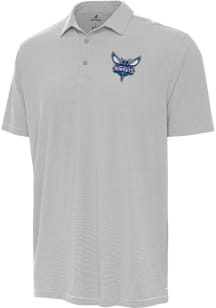 Antigua Charlotte Hornets Mens Grey Twine Short Sleeve Polo