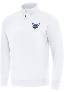 Antigua Charlotte Hornets Mens White Victory Long Sleeve Qtr Zip Pullover