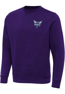 Antigua Charlotte Hornets Mens Purple Victory Long Sleeve Crew Sweatshirt