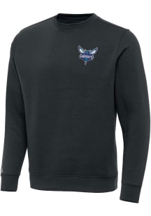Antigua Charlotte Hornets Mens Charcoal Victory Long Sleeve Crew Sweatshirt