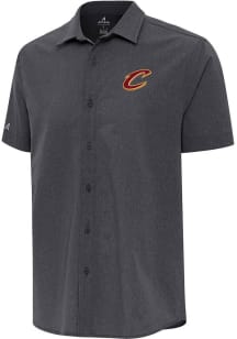 Antigua Cleveland Cavaliers Mens Black Activate Short Sleeve Dress Shirt