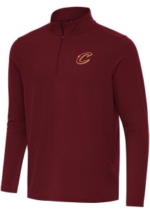 Antigua Cleveland Cavaliers Mens Red Intent Long Sleeve Qtr Zip Pullover