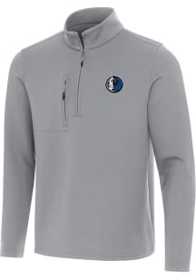 Antigua Dallas Mavericks Mens Grey Alternate Insider Long Sleeve Qtr Zip Pullover