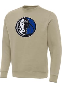 Antigua Dallas Mavericks Mens Khaki Full Front Victory Long Sleeve Crew Sweatshirt