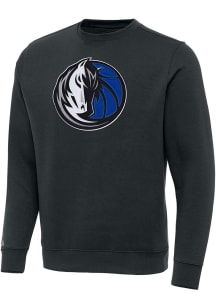 Antigua Dallas Mavericks Mens Charcoal Full Front Victory Long Sleeve Crew Sweatshirt