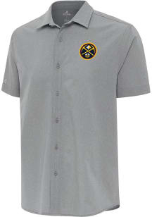 Antigua Denver Nuggets Mens Grey Activate Short Sleeve Dress Shirt