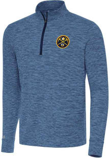 Antigua Denver Nuggets Mens Navy Blue Cause Long Sleeve Qtr Zip Pullover