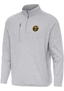 Antigua Denver Nuggets Mens Grey Certain Long Sleeve Qtr Zip Pullover