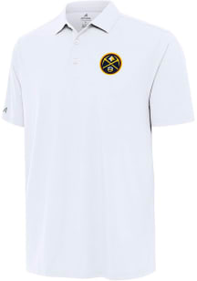 Antigua Denver Nuggets Mens White Era Short Sleeve Polo