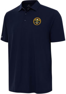 Antigua Denver Nuggets Mens Navy Blue Era Short Sleeve Polo