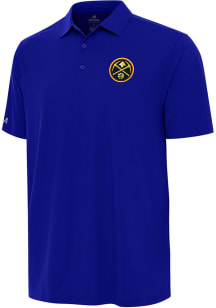 Antigua Denver Nuggets Mens Blue Era Short Sleeve Polo