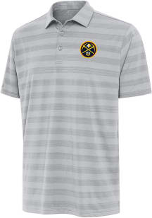 Antigua Denver Nuggets Mens Anthracite Tunnel Short Sleeve Polo