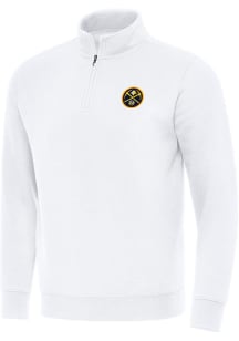 Antigua Denver Nuggets Mens White Victory Long Sleeve Qtr Zip Pullover