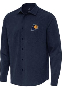 Antigua Indiana Pacers Mens Navy Blue Exposure Long Sleeve Dress Shirt