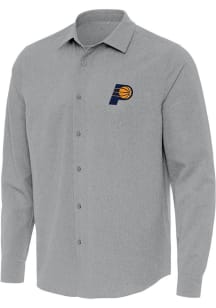 Antigua Indiana Pacers Mens Grey Exposure Long Sleeve Dress Shirt