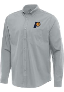 Antigua Indiana Pacers Mens Grey Flight Long Sleeve Dress Shirt