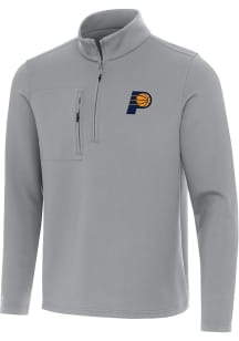 Antigua Indiana Pacers Mens Grey Insider Long Sleeve Qtr Zip Pullover