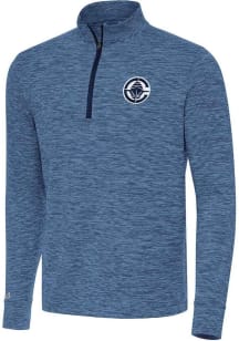 Antigua Los Angeles Clippers Mens Navy Blue Cause Long Sleeve Qtr Zip Pullover