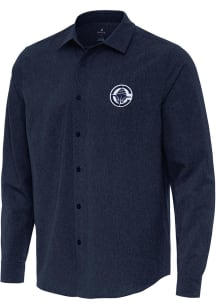 Antigua Los Angeles Clippers Mens Navy Blue Exposure Long Sleeve Dress Shirt