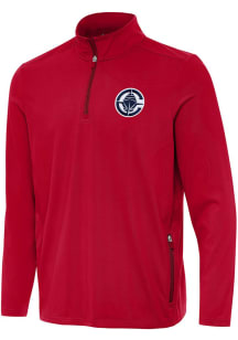 Antigua Los Angeles Clippers Mens Red Perilous Long Sleeve Qtr Zip Pullover