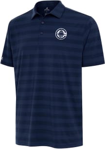 Antigua Los Angeles Clippers Mens Navy Blue Tunnel Short Sleeve Polo