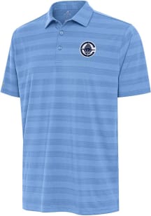 Antigua Los Angeles Clippers Mens Light Blue Tunnel Short Sleeve Polo