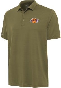 Antigua Los Angeles Lakers Mens Olive Reprocess Recycled Short Sleeve Polo