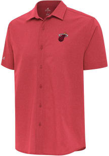 Antigua Miami Heat Mens Red Alternate Activate Short Sleeve Dress Shirt