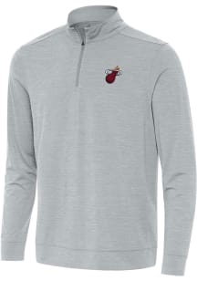 Antigua Miami Heat Mens Grey Alternate Bright Long Sleeve Qtr Zip Pullover