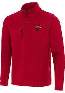Antigua Miami Heat Mens Red Alternate Insider Long Sleeve Qtr Zip Pullover