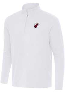 Antigua Miami Heat Mens White Alternate Intent Long Sleeve Qtr Zip Pullover