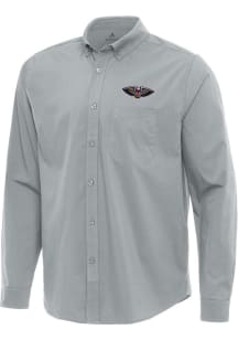 Antigua New Orleans Pelicans Mens Grey Flight Long Sleeve Dress Shirt