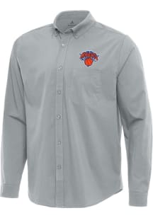 Antigua New York Knicks Mens Grey Flight Long Sleeve Dress Shirt